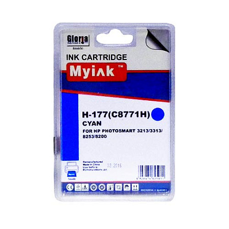 Картридж для (177)  HP PhotoSmart 8253 C8771H  Cyan (11,4ml) син MyInk 