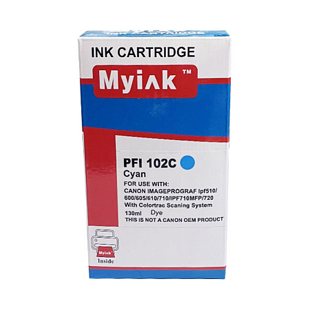 Картридж для CANON  PFI-102C IPF 500/600/700 Cyan (130ml, Dye) MyInk 