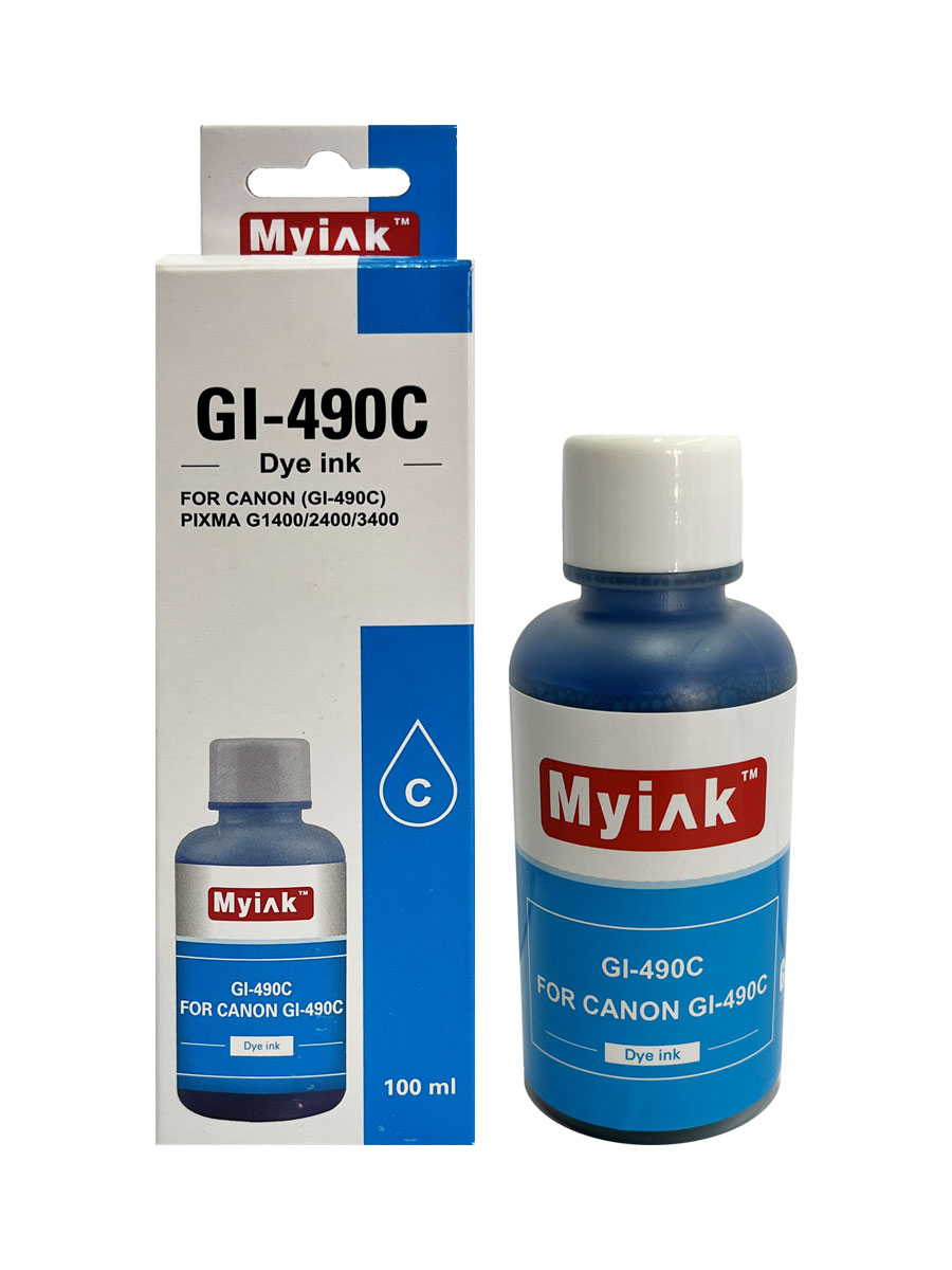 Чернила  для CANON (GI-490C) PIXMA G1400/2400/3400 (100мл,cyan,Dye) MyInk