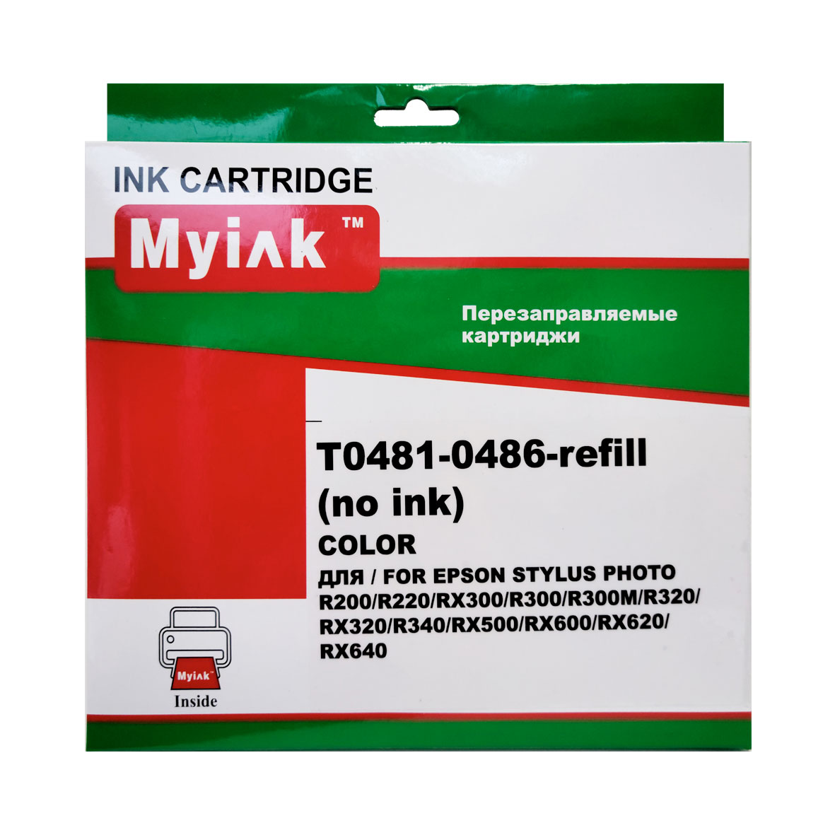 Перезаправляемые картриджи ПЗК T0481-T0486 для Epson St Photo R200/R300/RX500/600, чипы с автосбросом,  комплект 6 цветов,  MyInk