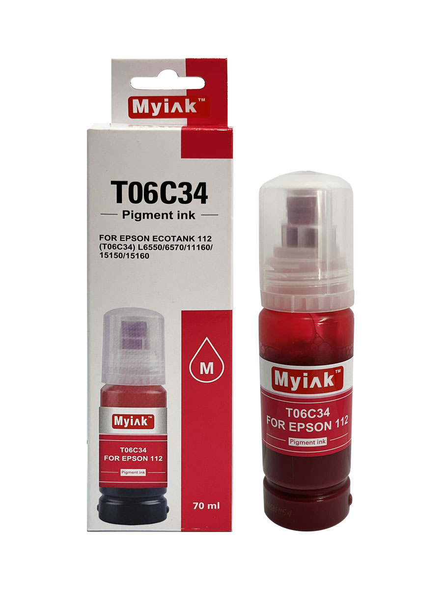 Чернила для EPSON EcoTank (112) (T06C34) L6550/6570/11160/15150/15160 (70мл, magenta,Pigment) MyInk