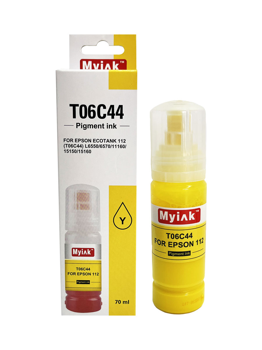Чернила для EPSON EcoTank (112) (T06C44) L6550/6570/11160/15150/15160 (70мл, yellow,,Pigment) MyInk