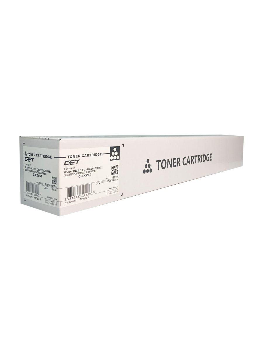 Тонер-картридж для CANON iR ADVANCE DX C3922/C3926/C3930/ C-EXV64 (38K,661г,черный ,CPP,TF8) (CET), CET141746