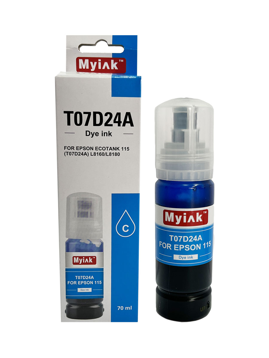 Чернила для EPSON EcoTank, KeyLock 115, 014, 012 (T07D24A) L8160, L8168, L8180, L8188, ET-8500, ET-8550 (70мл, cyan) MyInk