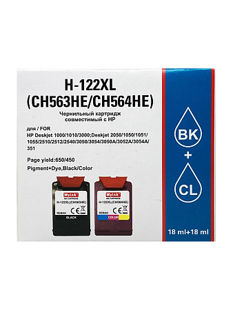 Комплект картриджей 122XL (black+color) для принтера HP DeskJet 1050/2050 CH563HE/CH564HE Myink Комплект картриджей 122XL (black+color) для принтера HP DeskJet 1050/2050 CH563HE/CH564HE Myink