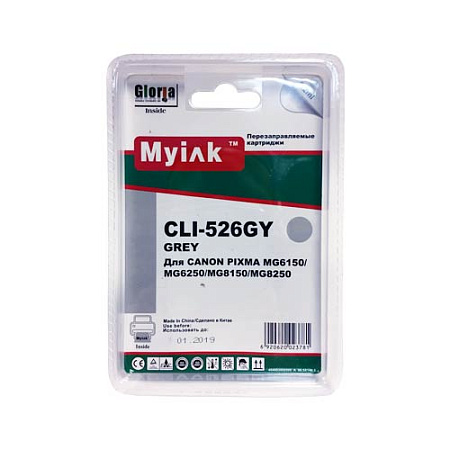 Картридж заправленный ПЗК (CLI-526GY) для Canon Pixma MG6150/6250, автосброс, 1шт MyInk SAL Картридж заправленный ПЗК (CLI-526GY) для Canon Pixma MG6150/6250, автосброс, 1шт MyInk SAL