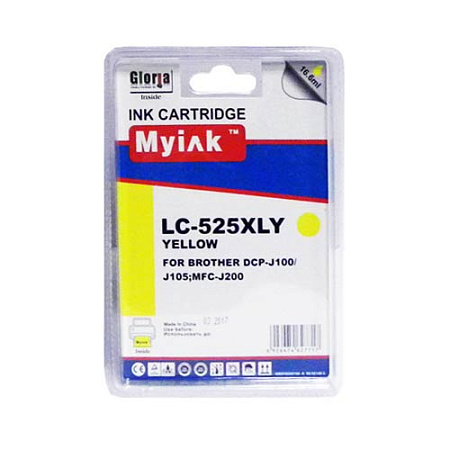 Картридж для Brother MFC-J200/DCP-J100/J105 (LC525XLY) Yellow  (16,6ml, Dye) MyInk 