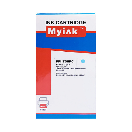 Картридж для CANON PFI-706PC IPF 8400/8400S/8400SE/9400/9400S Photo Cyan (710 ml) MyInk 