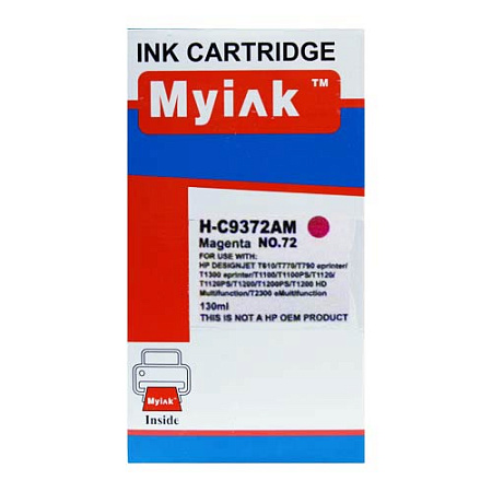 Картридж для (HP  72) DesignJet SD Pro MFP, T610, T620, T770, T790, T1100, T1100 MFP, T1100ps, T1120, T1120hd, T1120sd, T1200, T1200hd, T1200ps, T1300, T2300 eMFP, T2300ps eMFP C9372A Magenta (130ml, Dye) MyInk 