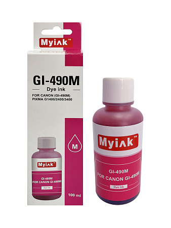 Чернила  для CANON (GI-490M) PIXMA G1400/2400/3400  (100мл,magenta,Dye) MyInk 