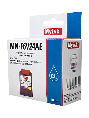 Картридж для (652XL) HP DJ Advantage 2135/3635/3835/4535/4675 F6V24AE (R) Color (20ml) Myink Картридж для (652XL) HP DJ Advantage 2135/3635/3835/4535/4675 F6V24AE (R) Color (20ml) Myink