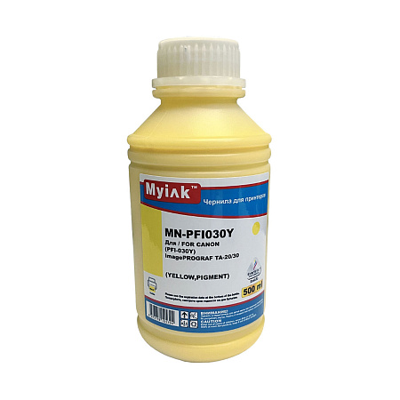 Чернила для CANON imagePROGRAF TM-240/TM-340 (PFI030Y) (500мл,yellow,Pigment) MyInk Чернила для CANON imagePROGRAF TM-240/TM-340 (PFI030Y) (500мл,yellow,Pigment) MyInk