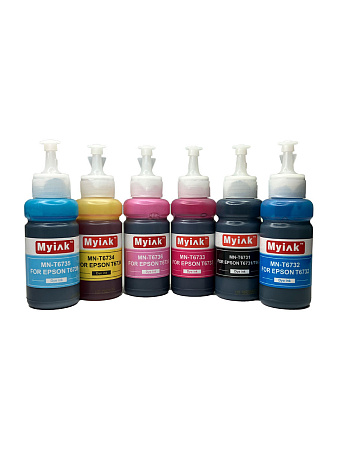 Чернила MyInk для Epson Ecotank L800, L805, L1800, L850, L810 (T6731-T6736), (c) водные, комплект 6 цветов по 70 мл Чернила MyInk для Epson Ecotank L800, L805, L1800, L850, L810 (T6731-T6736), (c) водные, комплект 6 цветов по 70 мл