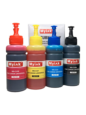 Чернила универсальные MyInk для Canon, (c) водные (Dye), комплект 4 цвета по 100 мл Чернила универсальные MyInk для Canon, (c) водные (Dye), комплект 4 цвета по 100 мл