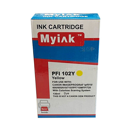 Картридж для CANON PFI-102Y IPF 500/600/700 Yellow (130ml, Dye) MyInk Картридж для CANON PFI-102Y IPF 500/600/700 Yellow (130ml, Dye) MyInk