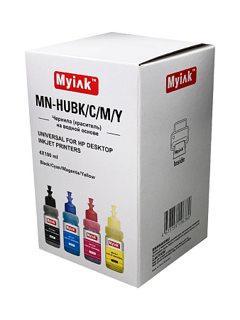 Чернила универсальные MyInk для HP (С) водные (Dye), комплект 4 цвета по 100 мл Чернила универсальные MyInk для HP (С) водные (Dye), комплект 4 цвета по 100 мл