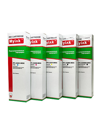 Перезаправляемые картриджи ПЗК PFI-120, PFI-320 для CANON imagePROGRAF Canon TM-250, TM-255, TM-350, TM-355, без чипа, 5шт X 260мл  MyInk 