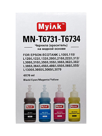 Чернила MyInk для Epson Ecotank L800, L805, L1800, L850, L810 (T6731-T6736), (c) водные, комплект 6 цветов по 70 мл Чернила MyInk для Epson Ecotank L800, L805, L1800, L850, L810 (T6731-T6736), (c) водные, комплект 6 цветов по 70 мл