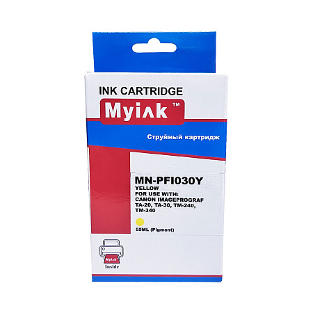 Картридж для CANON  PFI-030Y IPF TA-20/TA-30/ TM-240/ТМ-340 Yellow (55ml, Pigment) MyInk 