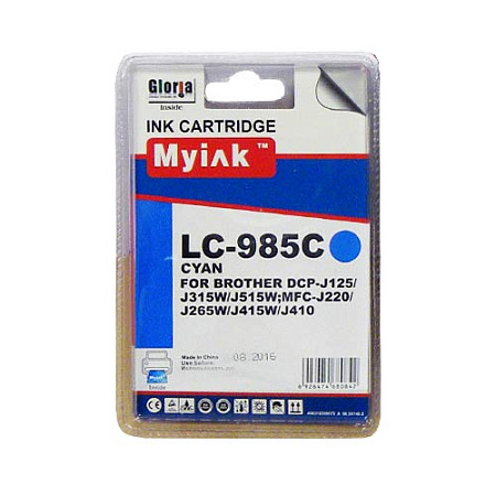 Картридж для Brother DCP-125/315W/515W/MFC-265W/410/415W (LC39/985C) Cyan (12 ml, Dye) MyInk SAL Картридж для Brother DCP-125/315W/515W/MFC-265W/410/415W (LC39/985C) Cyan (12 ml, Dye) MyInk SAL