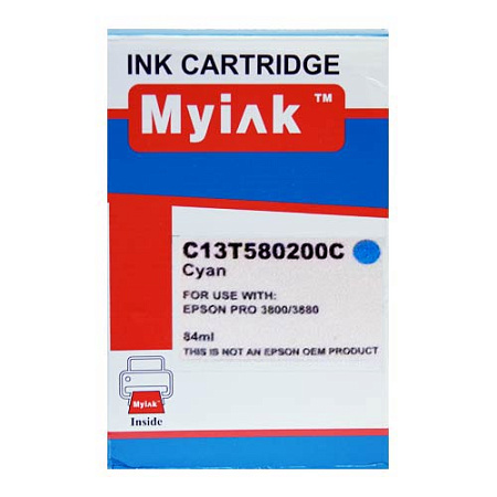 Картридж для (T5802) EPSON St Pro 3800/3880 Cyan (84ml, Pigment, необходим чип оригинального картриджа) MyInk SAL Картридж для (T5802) EPSON St Pro 3800/3880 Cyan (84ml, Pigment, необходим чип оригинального картриджа) MyInk SAL