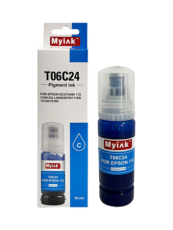 Чернила для EPSON EcoTank (112) (T06C24) L6550/6570/11160/15150/15160 (70мл, cyan,Pigment) MyInk Чернила для EPSON EcoTank (112) (T06C24) L6550/6570/11160/15150/15160 (70мл, cyan,Pigment) MyInk