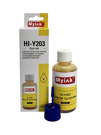 Чернила для (HP 72, HP 727, HP 764) C9373A (100мл,yellow, Dye) HI-Y203 Gloria™ MyInk 