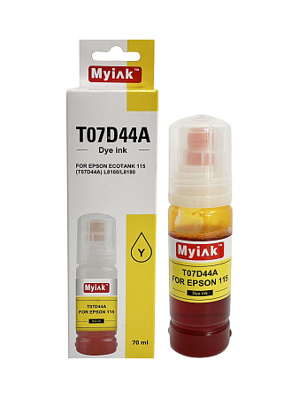 Чернила для EPSON EcoTank, KeyLock 115, 014, 012 (T07D44A) L8160, L8168, L8180, L8188, ET-8500, ET-8550 (70мл, yellow) MyInk Чернила для EPSON EcoTank, KeyLock 115, 014, 012 (T07D44A) L8160, L8168, L8180, L8188, ET-8500, ET-8550 (70мл, yellow) MyInk