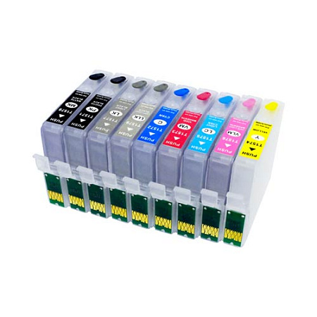 Набор картриджей ПЗК (T1571-1579) для Epson St Photo R3000 9шт (БЕЗ ЧЕРНИЛ) Yuxunda 