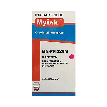 Картридж для CANON PFI-320M TM-200/205/300/305 Magenta (300ml, Pigment) MyInk Картридж для CANON PFI-320M TM-200/205/300/305 Magenta (300ml, Pigment) MyInk