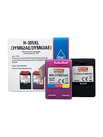 Комплект картриджей 305XL (black+color) для принтера HP DeskJet 2320/2710/2720 3YM62AE/3YM63AE Myink 