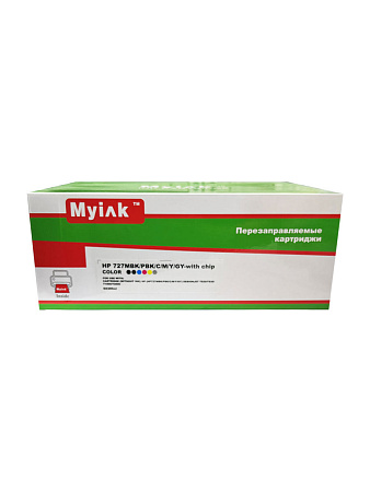 Картриджи (БЕЗ ЧЕРНИЛ) ПЗК (HP727MBK/PBK/C/M/Y/GY) ) для  HP Designjet T920/T930/T1500//T2500, with chip, 6шт MyInk 