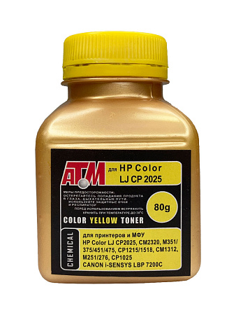 Тонер для HP Color LJ CP 2025/CM 2320/CP 1215/CP 1025   (фл,80,желтый,glossy,Chemical MKI) Gold ATM 