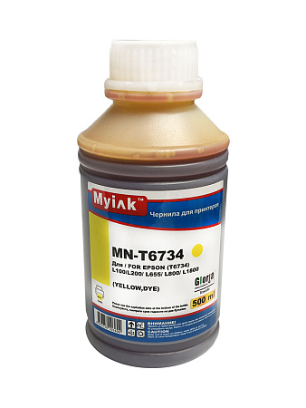 Чернила для EPSON (T6734) L100/L200/ L655/ L800/ L805/ L1800 (500мл, yellow Dye) MN-T6734Y Gloria™ MyInk Чернила для EPSON (T6734) L100/L200/ L655/ L800/ L805/ L1800 (500мл, yellow Dye) MN-T6734Y Gloria™ MyInk