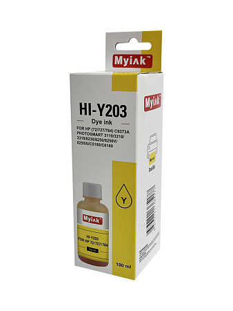Чернила для (HP 72, HP 727, HP 764) C9373A (100мл,yellow, Dye) HI-Y203 Gloria™ MyInk 
