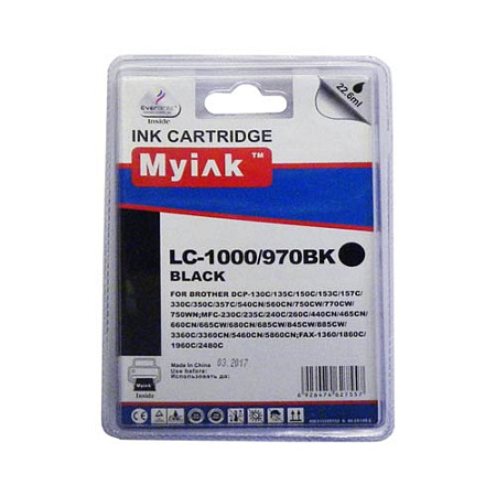 Картридж для Brother DCP-130C/MFC-240C/5460CN/885CW (LC1000BK/LC970BK) Black MyInk SAL 