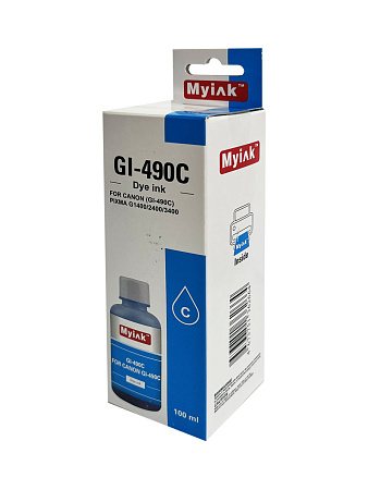 Чернила  для CANON (GI-490C) PIXMA G1400/2400/3400 (100мл,cyan,Dye) MyInk 