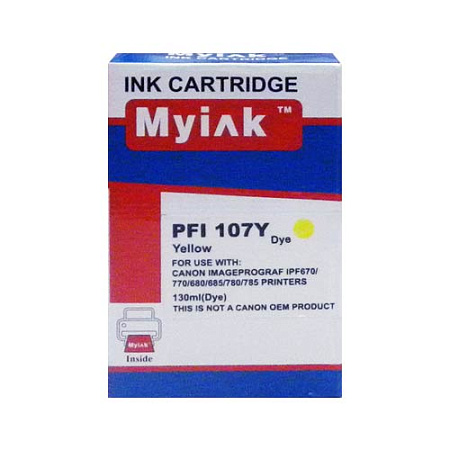 Картридж для CANON  PFI-107Y IPF 670/680/685/770/780/785 Yellow (130ml, Dye) MyInk 