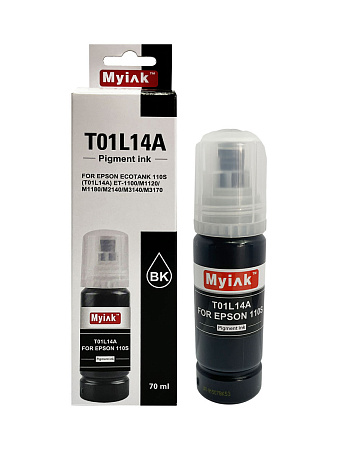 Чернила для EPSON EcoTank (110S) (T01L14A) ET-1100/M1120//M1180/M2140/M3140/M3170 (70мл, black,Pigment) MyInk 