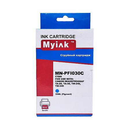 Картридж для CANON PFI-030C IPF TA-20/TA-30/ TM-240/TM-340 Cyan (55ml, Pigment) MyInk Картридж для CANON PFI-030C IPF TA-20/TA-30/ TM-240/TM-340 Cyan (55ml, Pigment) MyInk