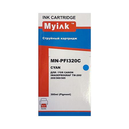 Картридж для CANON PFI-320C TM-200/205/300/305 Cyan (300ml, Pigment) MyInk Картридж для CANON PFI-320C TM-200/205/300/305 Cyan (300ml, Pigment) MyInk
