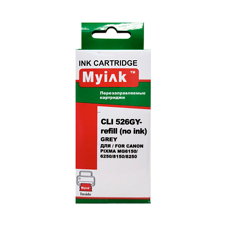 Перезаправляемый картридж ПЗК CLI-526GY для Canon Pixma MG6150/6250, чип с автосбросом, 1шт MyInk Перезаправляемый картридж ПЗК CLI-526GY для Canon Pixma MG6150/6250, чип с автосбросом, 1шт MyInk