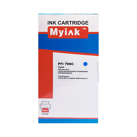 Картридж для CANON PFI-706C IPF 8400/8400S/8400SE/9400/9400S Cyan (710 ml) MyInk Картридж для CANON PFI-706C IPF 8400/8400S/8400SE/9400/9400S Cyan (710 ml) MyInk