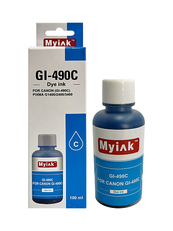 Чернила для CANON (GI-490C) PIXMA G1400/2400/3400 (100мл,cyan,Dye) MyInk Чернила для CANON (GI-490C) PIXMA G1400/2400/3400 (100мл,cyan,Dye) MyInk