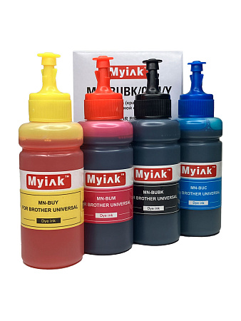 Чернила универсальные MyInk для Brother (c) водные (Dye), комплект 4 цвета по 100 мл Чернила универсальные MyInk для Brother (c) водные (Dye), комплект 4 цвета по 100 мл