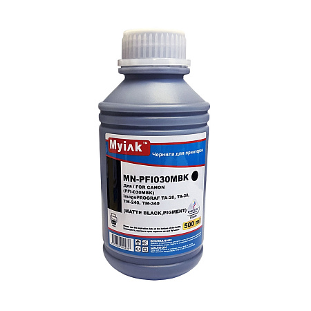 Чернила для CANON imagePROGRAF TM-240/TM-340 (PFI030MBK) (500мл,matte black,Pigment) MyInk Чернила для CANON imagePROGRAF TM-240/TM-340 (PFI030MBK) (500мл,matte black,Pigment) MyInk