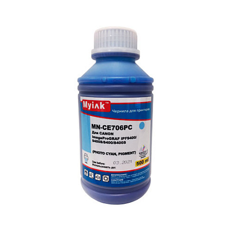 Чернила для CANON (PFI-706PC) imagePROGRAF iPF9400/9400S/8400/8400S (500мл, photo cyan, Pigment) MyInk 