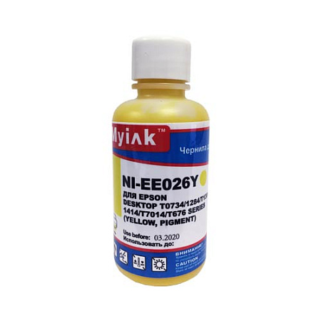 Чернила для EPSON (T0734/T0714/T0924) St C67/91/CX3700/4300/ T40/TX550/S22/SX125 (100мл,yellow, Pigment) EE026Y MyInk SAL Чернила для EPSON (T0734/T0714/T0924) St C67/91/CX3700/4300/ T40/TX550/S22/SX125 (100мл,yellow, Pigment) EE026Y MyInk SAL