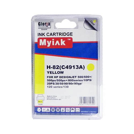 Картридж для (HP  82)  HP DesignJet 10/20/50/120/500/510/800 C4913A Yellow (72ml, Dye) MyInk 