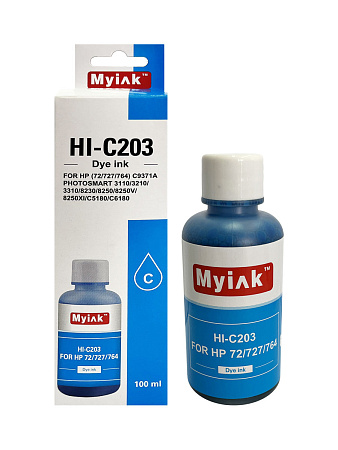 Чернила для (HP 72, HP 727, HP 764) C9371A (100мл,cyan, Dye) HI-C203 Gloria™ MyInk 
